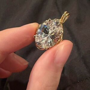 Vintage Gold oval cz pendant